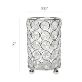 HG1001-CHR Elipse Crystal Decorative Flower Vase, Candle Holder, Wedding Centerpiece, Makeup Brush or Pen Organizer Cup, 5 Inch, Chrome